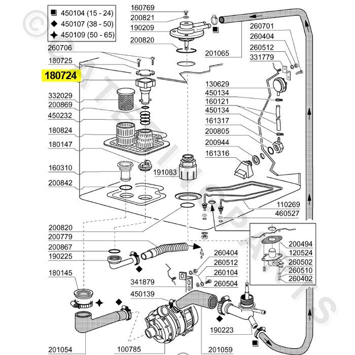 OVERFLOW PIPE / PLUG FOR HOONVED MAIDAID HALCYON COMENDA DISHWASHER